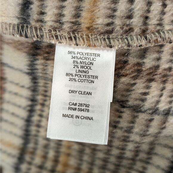 Joie Brown Plaid Fleece Button Down Jacket Coat Heritage Light Academia Medium - Picture 13 of 14